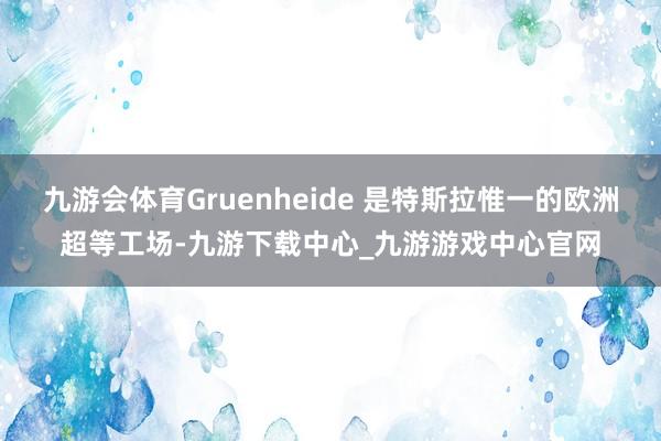 九游会体育Gruenheide 是特斯拉惟一的欧洲超等工场-九游下载中心_九游游戏中心官网